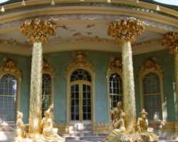 The Sans-Souci Palace which was built between 1745 and 1747 was used by popular French writer Voltaire during his stay in Germany The Sans-Souci Palace which was built between 1745 and 1747 was used by popular French writer Voltaire during his stay in Germany.